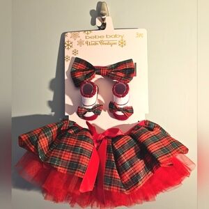 NWT-Bebe Baby-Winter Boutique-3 Piece-Infant Girl-Christmas Outfit-One Size-Red